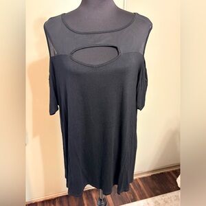 Cha Cha Vente Black Sheer Cutout Tee
